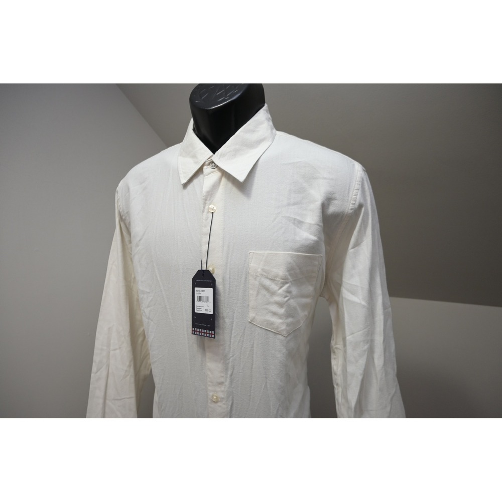 Ben Sherman Button Up Dress Shirt Mens Large Ivory Casual Long Sleeve New